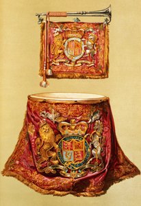 State trumpet, probably George III, and kettledrum, with trappings of state