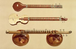 Two sitars and a rudra vina, Indian, from 