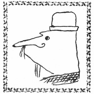 Portrait of Monsieur Ubu by Alfred Jarry. Pen drawing in a typographic frame of trifoliate strands - Princeps edition by Ubu Roi, Mercure de France, June 1896.