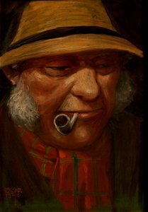 Painting of Man Smoking Pipe, 1905 by Alfred Leete
