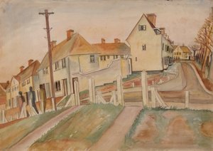 Suburban Scene by Alfred Lomnitz