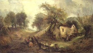 Children on a Path by a Mill