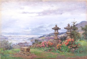 Sunset over Lake Biwa, from Tennenji by Alfred Parsons