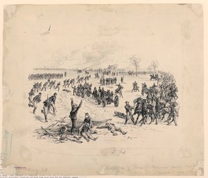 Capture of Guns and Destruction of a Confederate Wagon Train by Alfred R. Waud