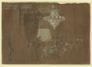 Funeral Service over Col. Ellsworth at the White House East Room by Alfred R. Waud