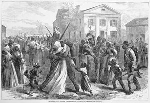 Mustered Out Colored Volunteers at Little Rock, Arkansas, from Harpers Weekly, 1866 by Alfred Rudolph Waud