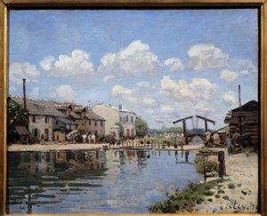 The Canal Saint Martin in Paris in 1872 (View of the lock)