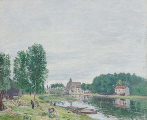 The Matrat Boatyard, Moret-sur-Loing, Rainy Weather by Alfred Sisley