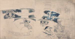 Designs for a Ceiling and Interiors by Alfred Emile Stevens
