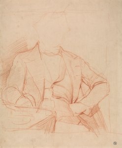 Study for the Portrait of Mr. Coleman: seated facing front, left hand on hip, right arm on table by Alfred Emile Stevens