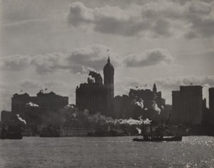 Singer Building from Hudson River by Alfred Stieglitz