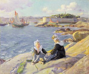 Breton Girls by the Harbour, Concarneau
