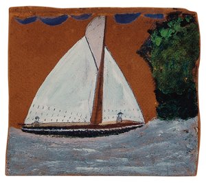 Sailboat with brown sky