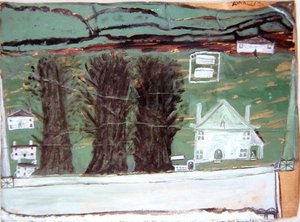 Three Trees, White House in a Landscape