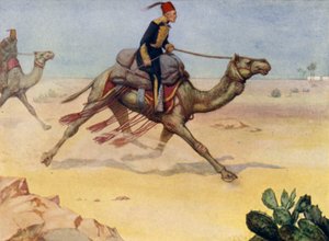 British General Charles George Gordon Galloping Across the Sahara Desert on a Camel
