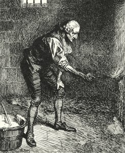 English prison reformer John Howard cleaning the walls of his prison cell while being kept in quarantine in Venice