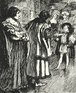 Erasmus watching Sir Thomas More presenting a poem he had written to the young Prince Henry, future King Henry VIII