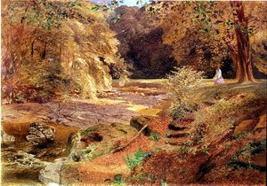 Lady by a rocky stream by Alfred William Hunt