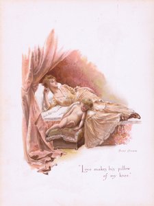 Love makes his pillow of my knee, from Some Old Love Songs published by Hildesheimer & Faulkner, 1892