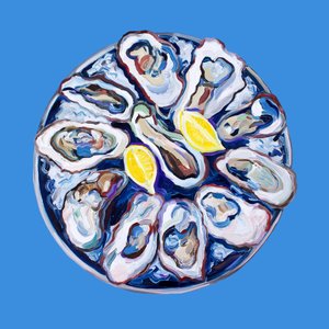 Fresh Oysters on Blue