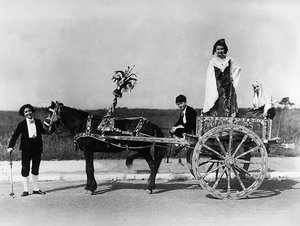 Villa Rosa Maltoni Mussolini: Portrait of a Group of Adolescents Wearing Traditional Sicilian Costumes, Posing on a Typical Cart of the Region