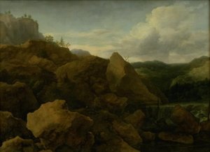 Mountain Landscape with Waterfall