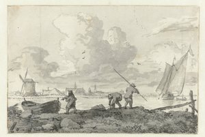 Fishermen with Their Rowboat on the Spaarne near Haarlem by Allaert van Everdingen