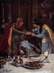 Poisoning of King Aethelbert II of East Anglia by Cynethryth, wife of Offa II of Mercia, 794 by Allan (after) Stewart