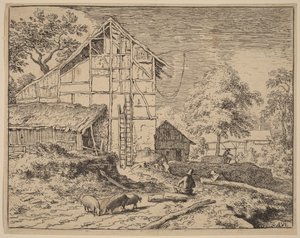 Cottage with Two Ladders by Allart van Everdingen