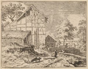Cottage with Two Ladders by Allart van Everdingen