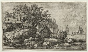 Eight landscapes: Landscape with Two Empty Boats by Allart van Everdingen