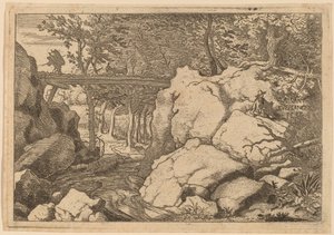 Goat on a Small Bridge by Allart van Everdingen