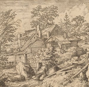 Hamlet on a Mountain Side by Allart van Everdingen