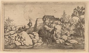 Horseman on a Stone Bridge by Allart van Everdingen