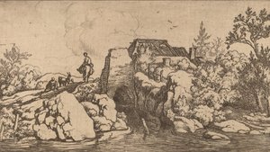 Horseman on a Stone Bridge by Allart van Everdingen