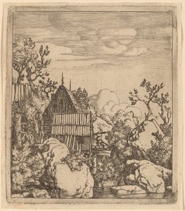 Man on a Small Wooden Bridge by Allart van Everdingen