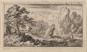Pointed Boulder at the Bank of a River by Allart van Everdingen