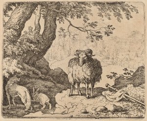 Reynard Returns Home, Accompanied by the Ram and the Rabbit by Allart van Everdingen