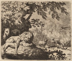 Reynard in Council with the Lion and Lioness by Allart van Everdingen