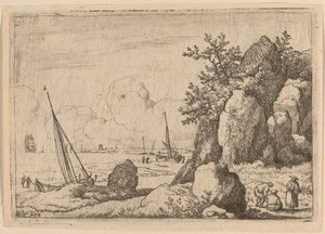 Seascape with Three Figures to the Right by Allart van Everdingen