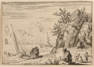 Seascape with Three Figures to the Right by Allart van Everdingen