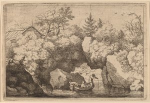 Skiff under a Cleft Rock by Allart van Everdingen