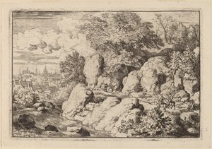 Two Horsemen on a Rocky Path by Allart van Everdingen