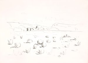 Prairie with Church in Background by Allen Tucker
