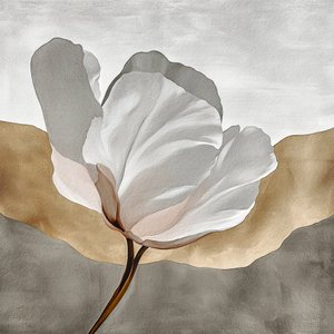 White Flower Gold Abstract