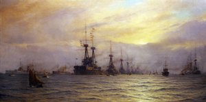 The arrival of the fleet for the review of the coronation of King George V of the United Kingdom, in 1911