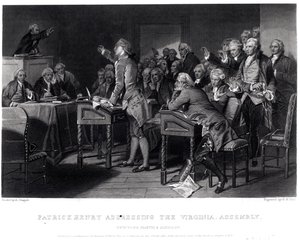 Patrick Henry Addressing the Virginia Assembly, March 1775, Engraved by Henry Bryan Hall by Alonzo Chappel