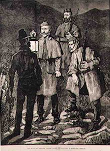 The State of Ireland: Police Patrol Challenging a Suspected Person, from The Illustrated London News by Aloysius C. OKelly