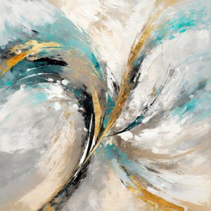 Dynamic Teal Gold Abstract