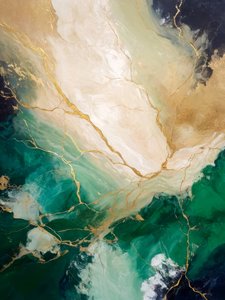 Emerald Gold Marble Flow